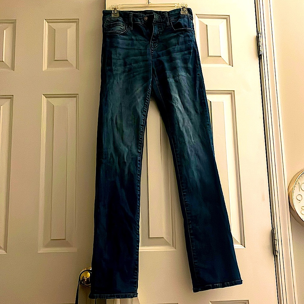 Mid rise boot cut dark wash jeans